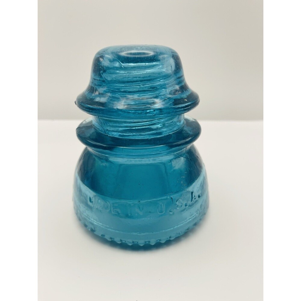 Vintage Antique Hemingway No. 42 Blue Glass Insulator Made in the USA
